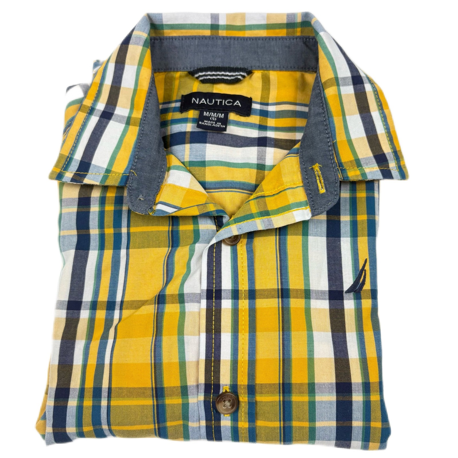 Nautica Plaid Button Up Shirt Casual Kid Size M5 Easter Kidcore Coastal Dressy